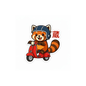Red Panda Riding Scooter